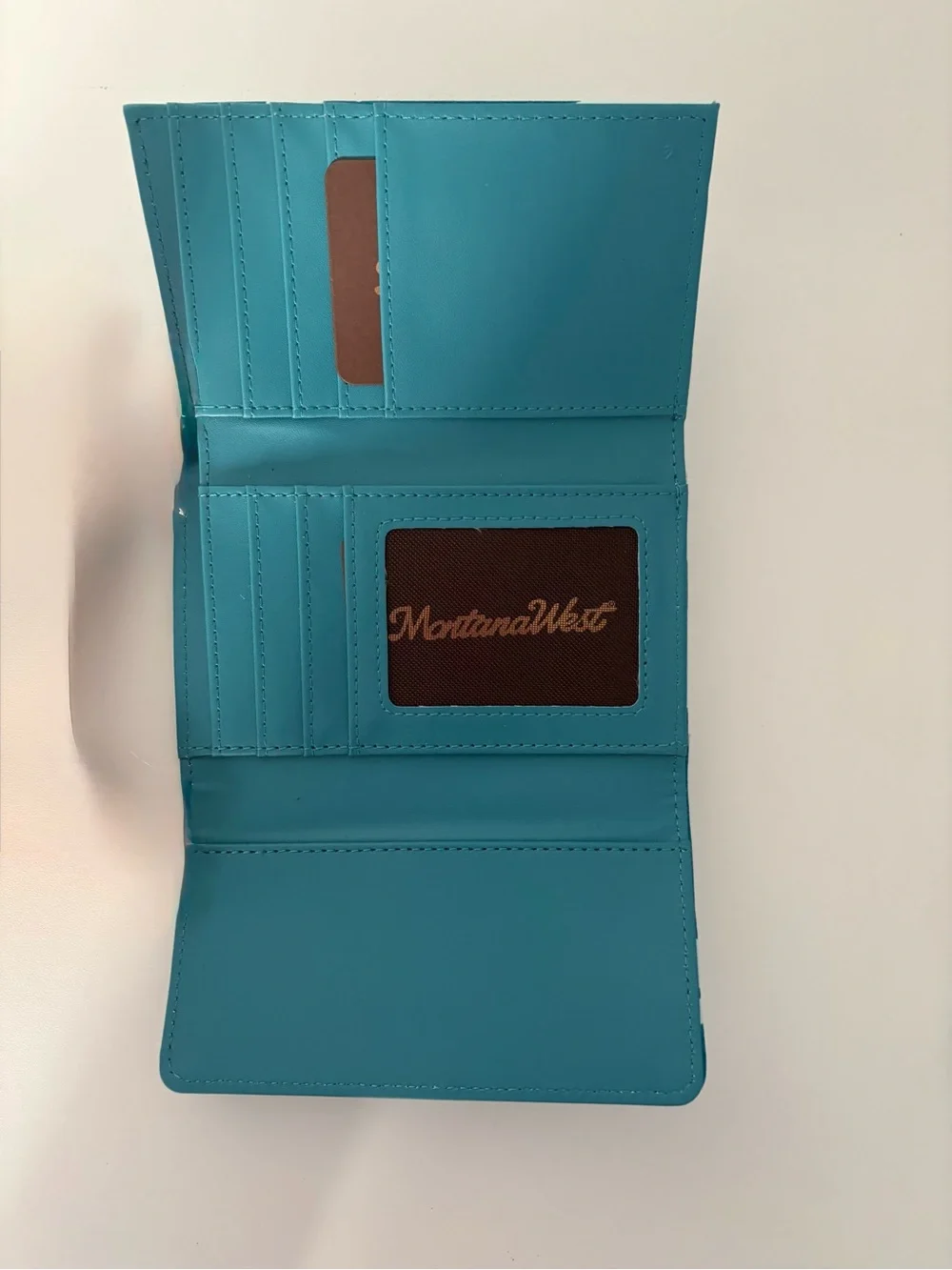 Montana West Teal and Light Blue Cowhide-Print Card Holder Wallet